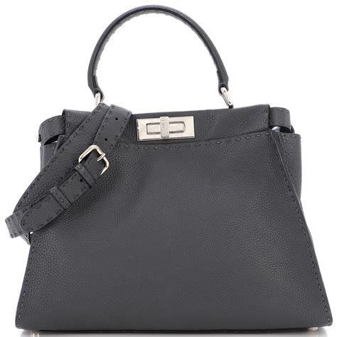 Leather bag charm Fendi Grey in Leather 